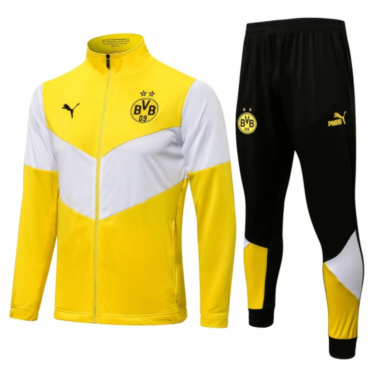 2021/22 Dortmund Yellow White Training Kits Jacket with Pants